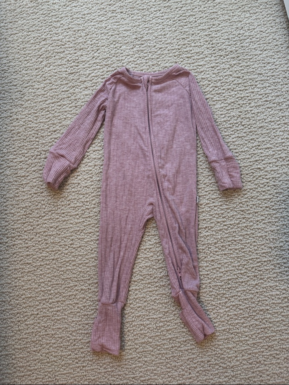 Little Sleepies Mauve Ribbed Sleeper
